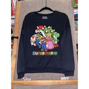 Nintendo Super Mario Bros Sweatshirt Size Small Black Long Sleeve